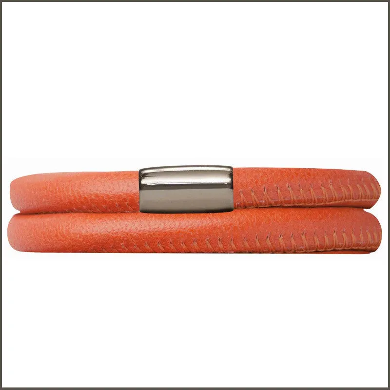 Endless Double Orange Leather Bracelet