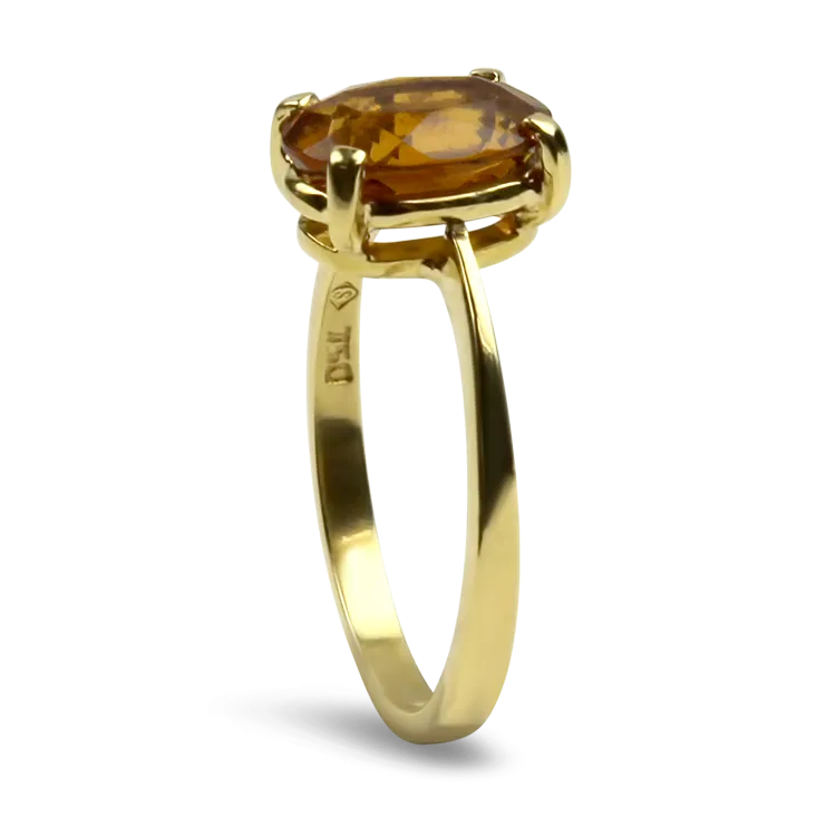 Estate 18K Yellow Gold Oval Citrine Ring