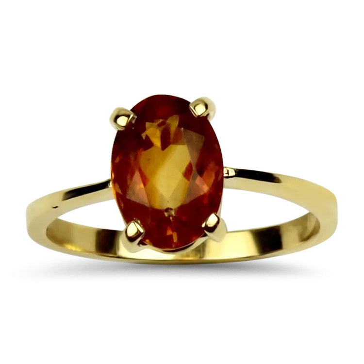 Estate 18K Yellow Gold Oval Citrine Ring