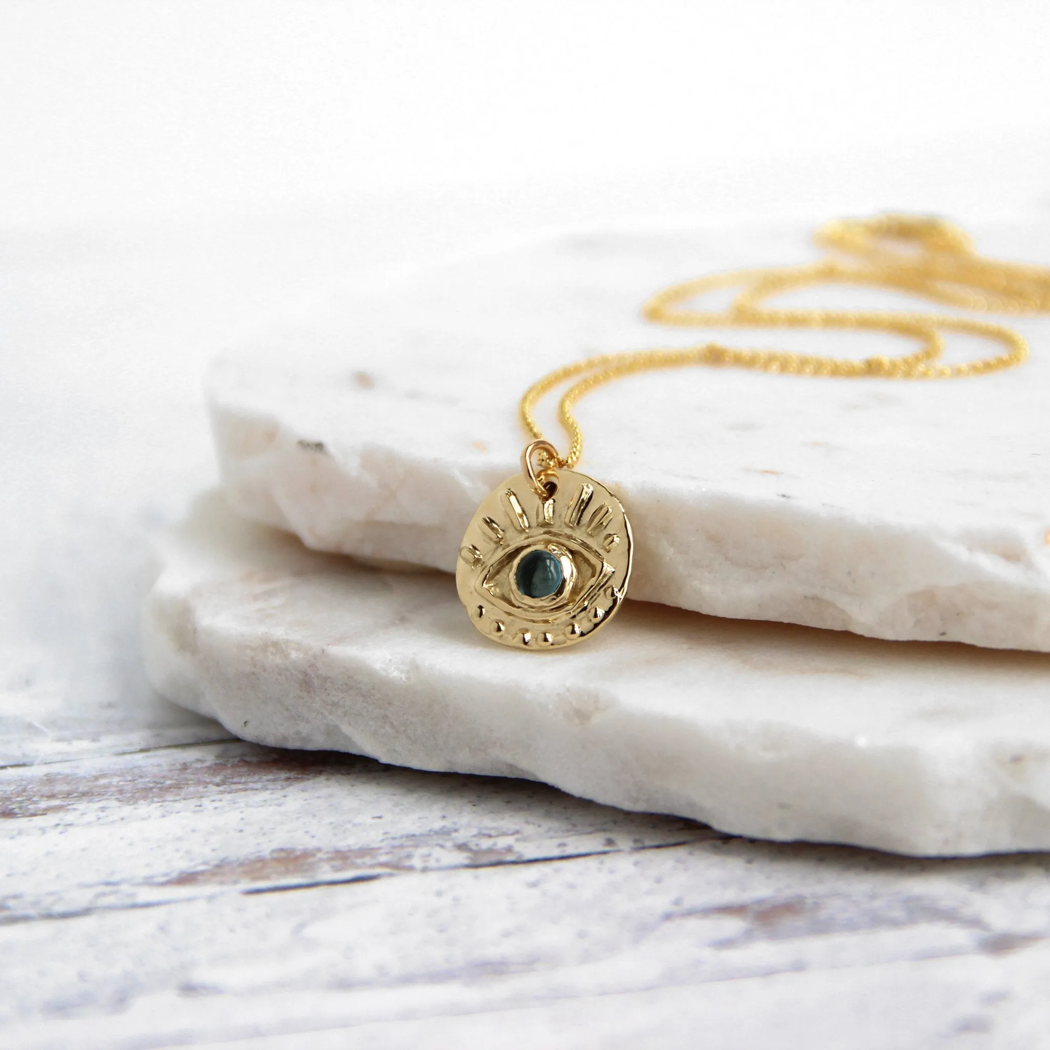 Eye of Protection Necklace | Solid 14k Gold