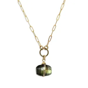 Faceted Cushion Cut Labradorite Necklace