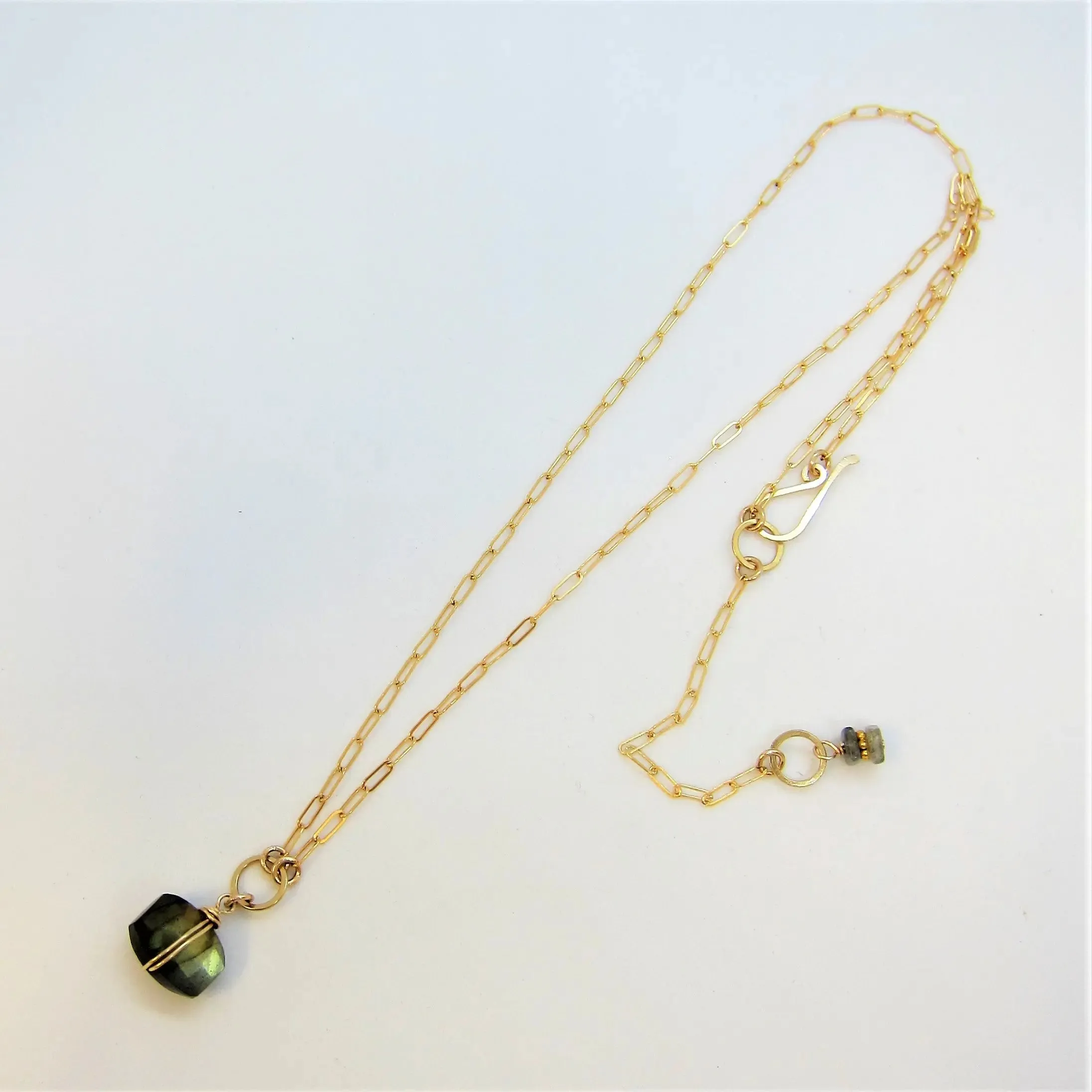 Faceted Cushion Cut Labradorite Necklace