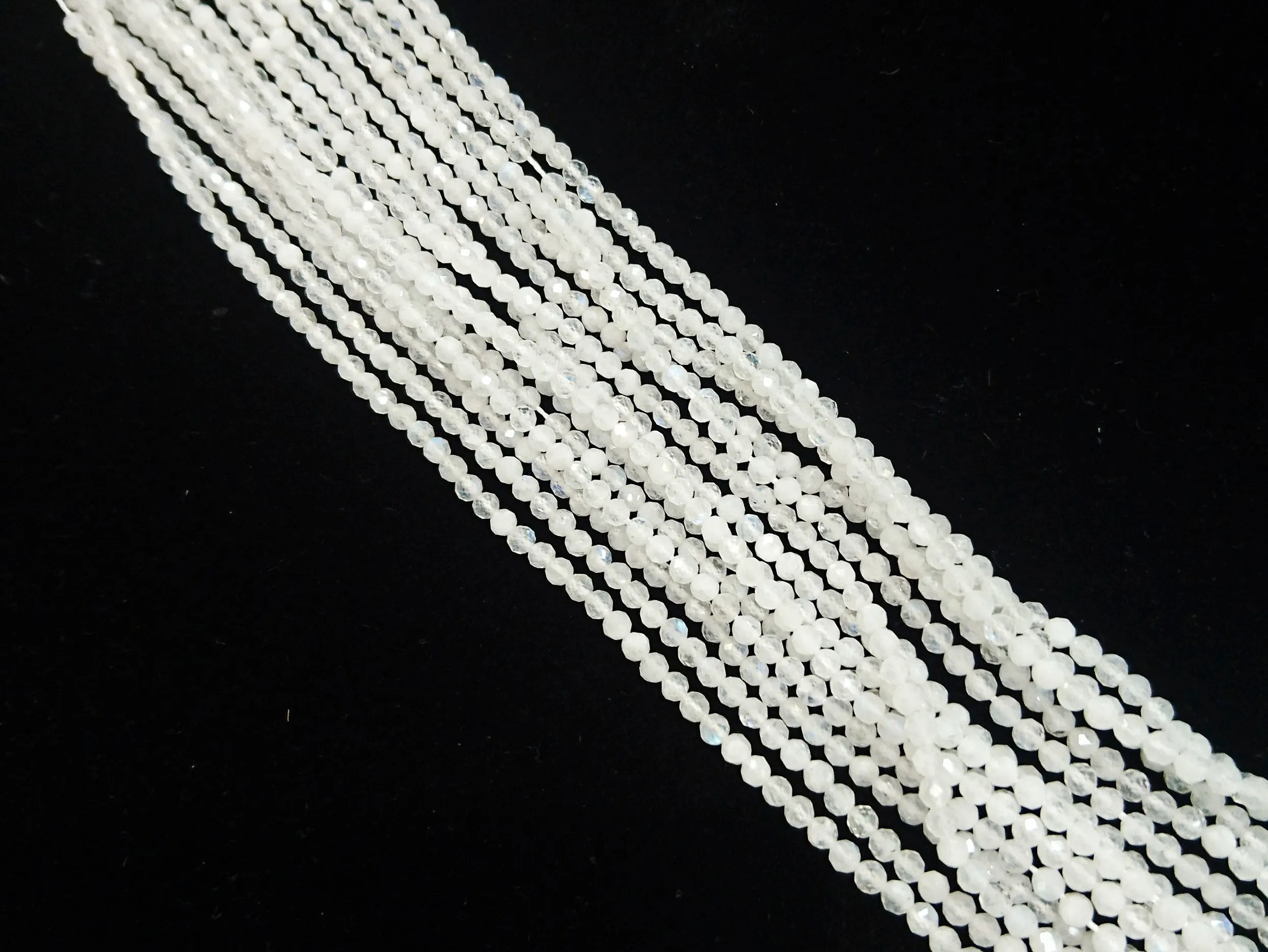 Gemstone beads, faceted round, moonstone | 天然水晶, 圓形切面, 月光石