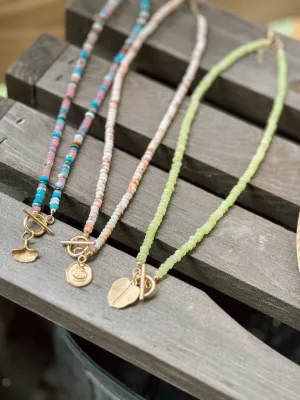 Gemstone Charm Toggle Necklaces