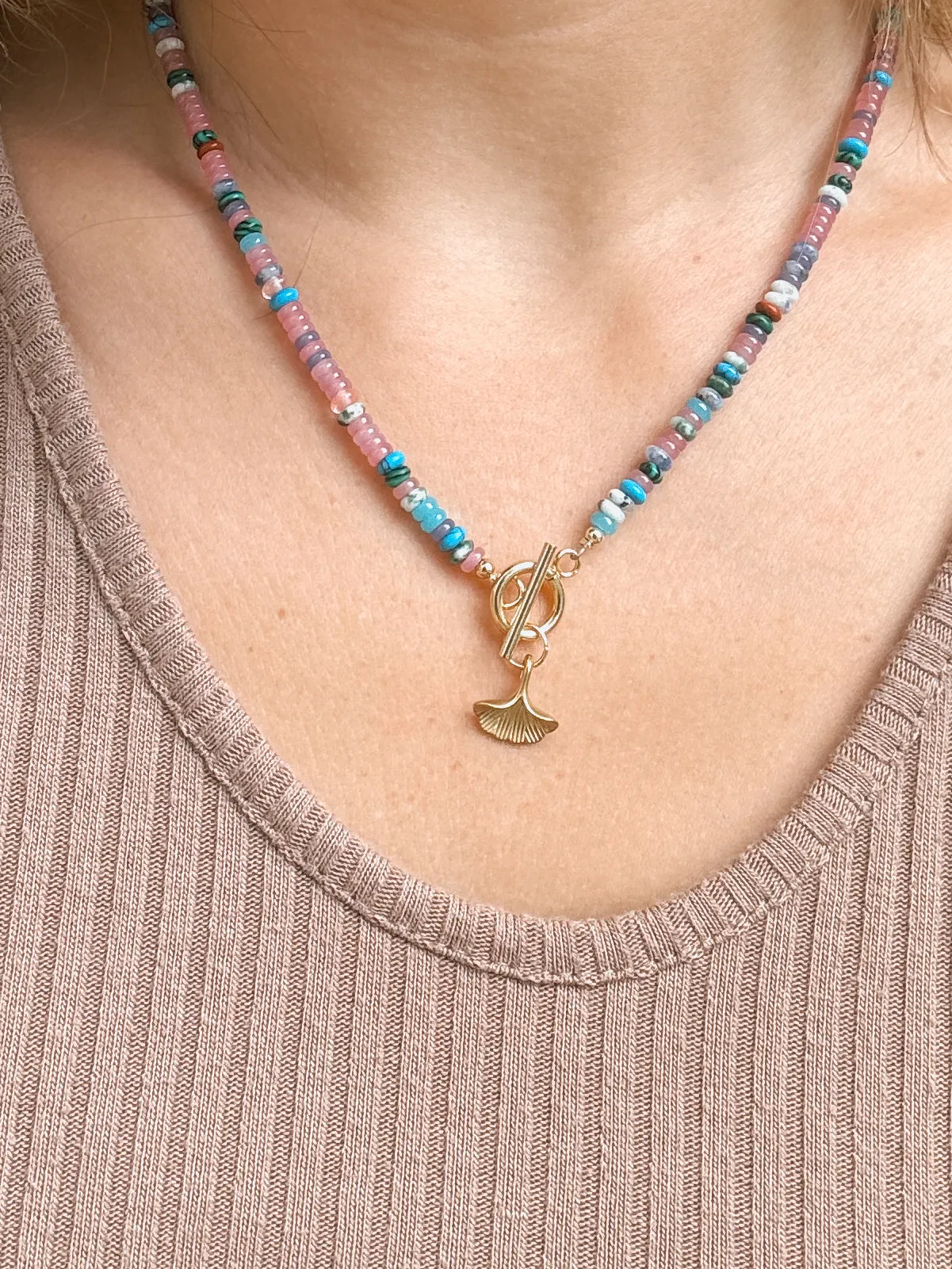 Gemstone Charm Toggle Necklaces