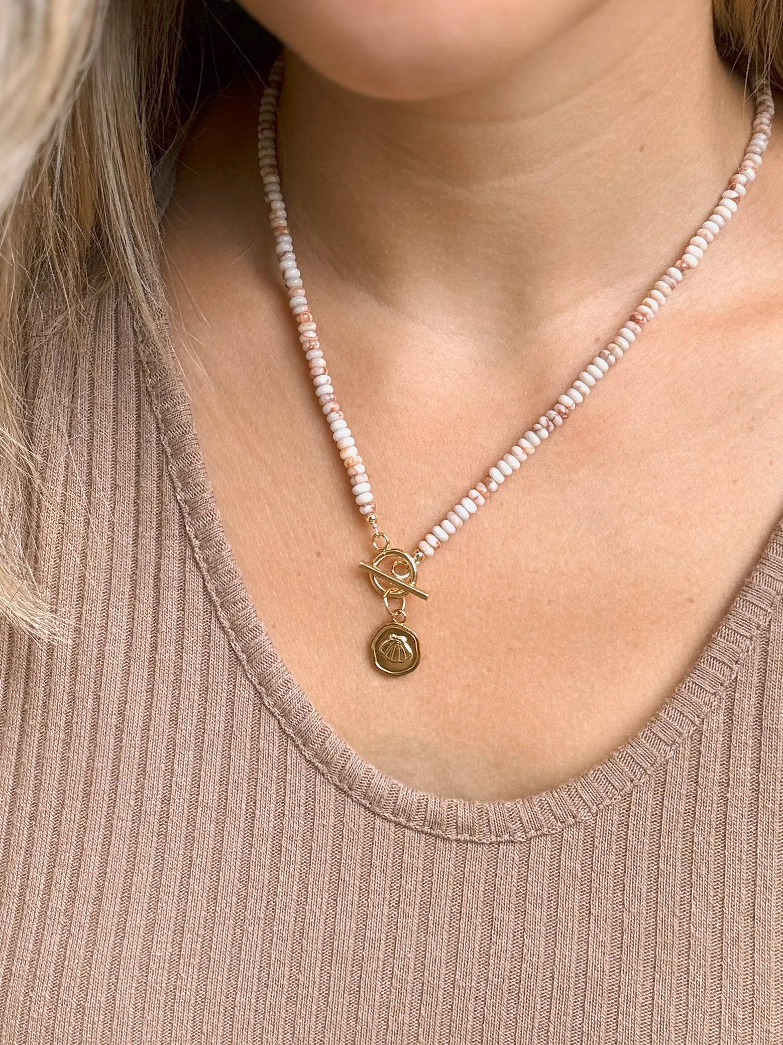 Gemstone Charm Toggle Necklaces