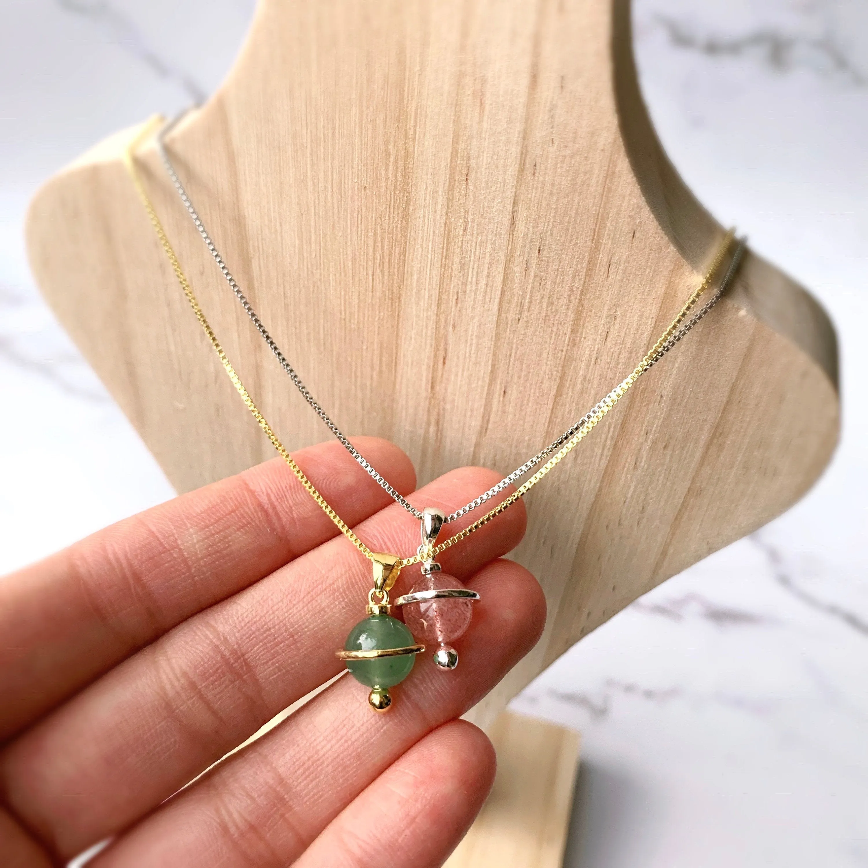 Gemstone Planet Sterling Silver Necklace