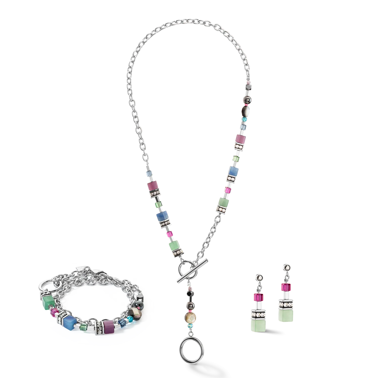 GeoCUBE® Fusion necklace Multicolour Gemstone