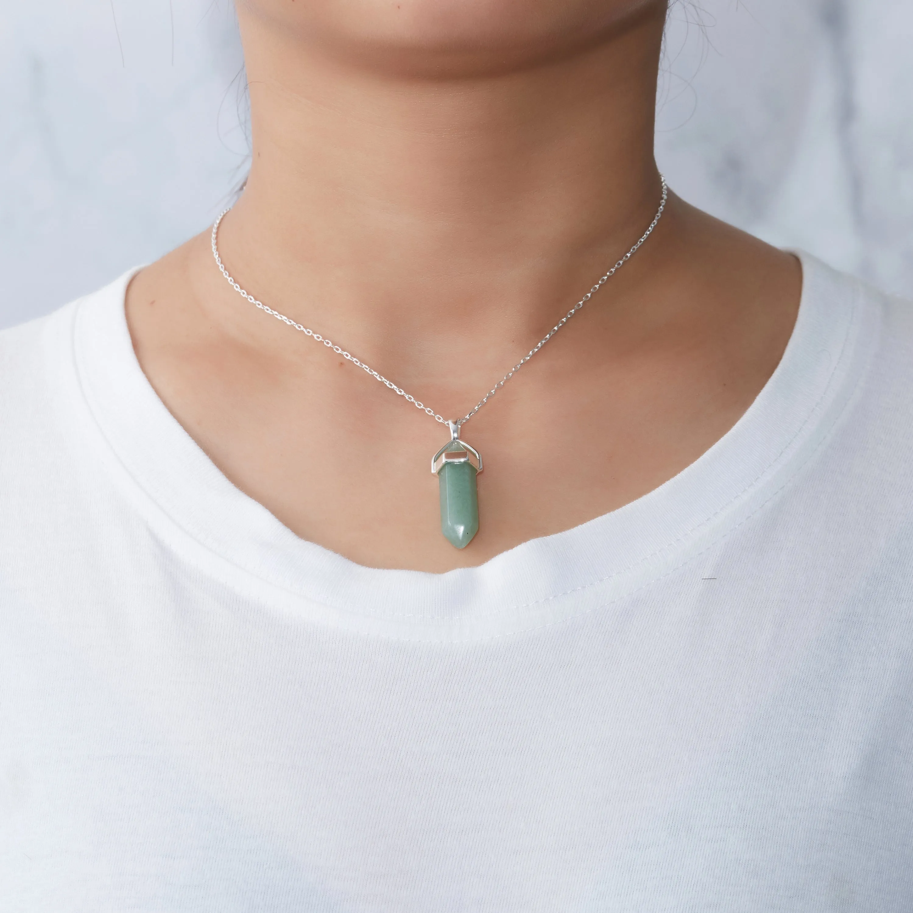 Green Aventurine Gemstone Necklace with Quote Card
