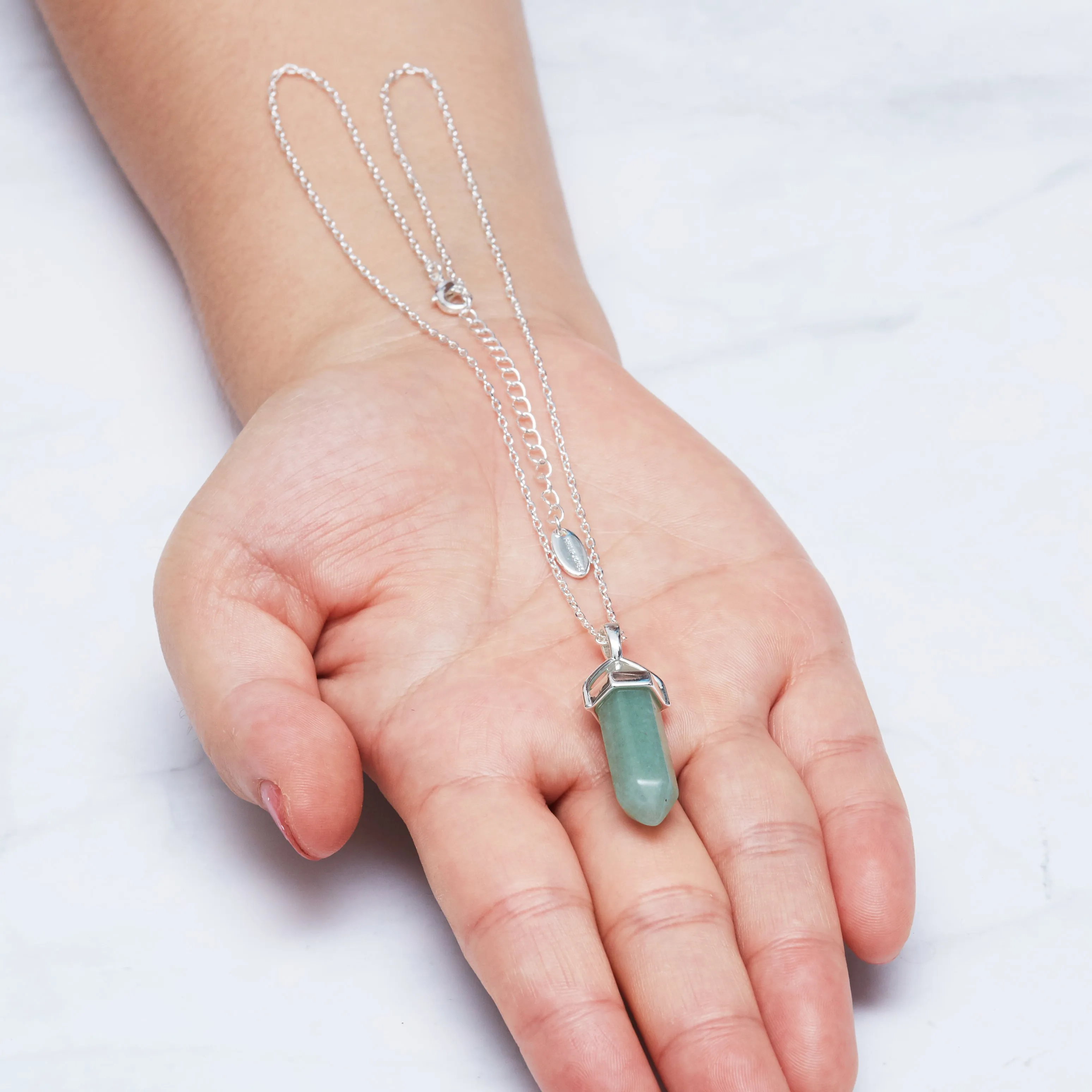 Green Aventurine Gemstone Necklace with Quote Card
