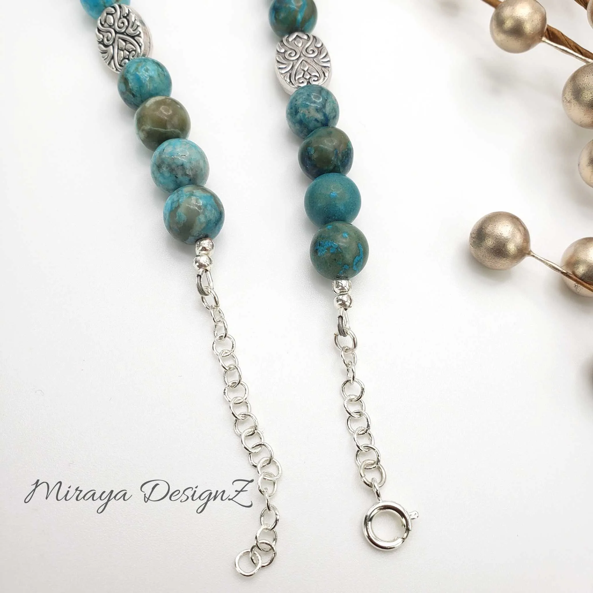 Green Jasper Necklace with Silver Pendant
