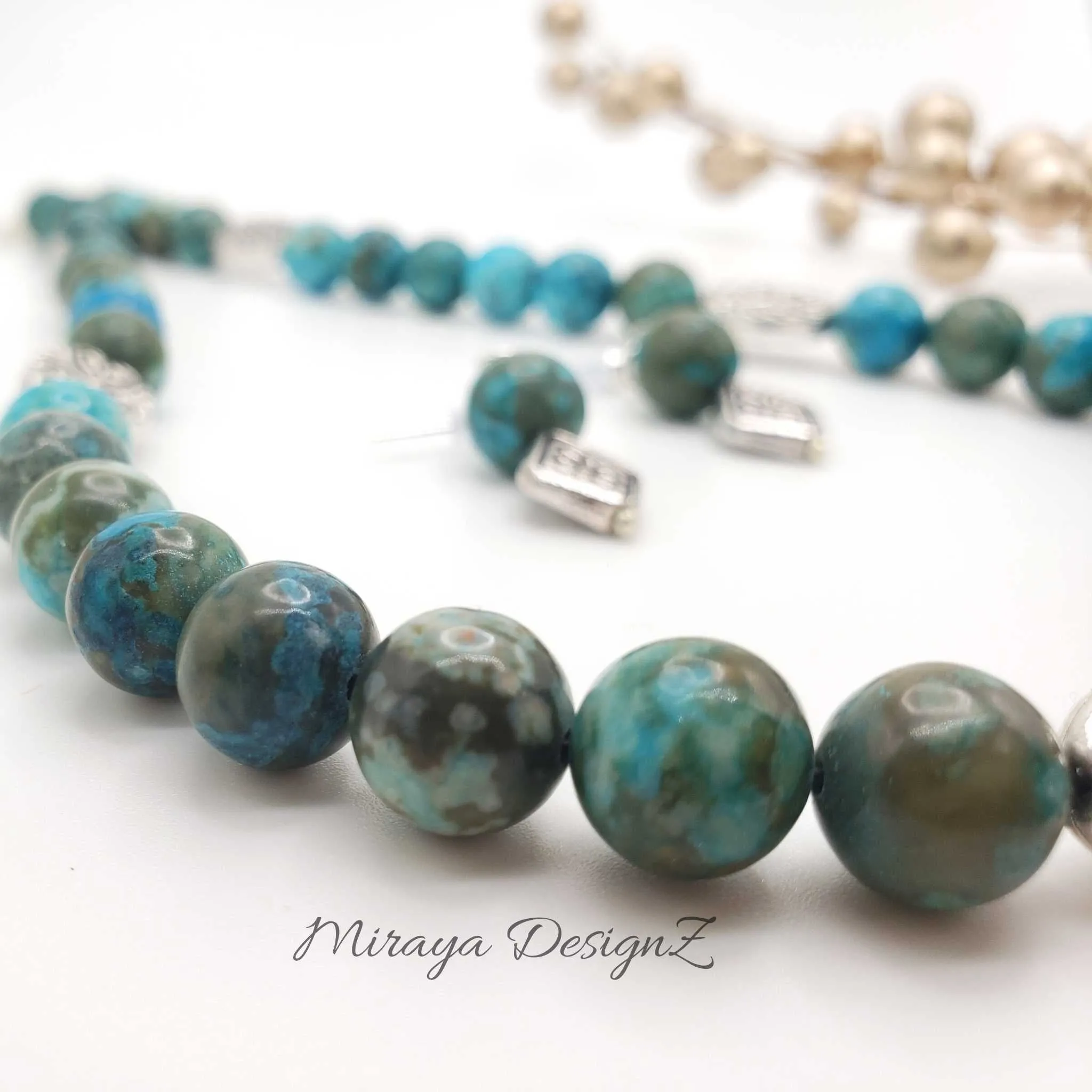 Green Jasper Necklace with Silver Pendant