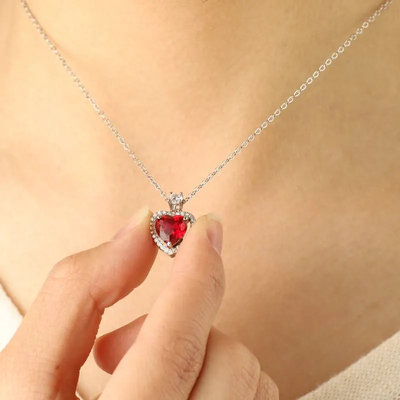 Halo Heart Gemstone Necklace