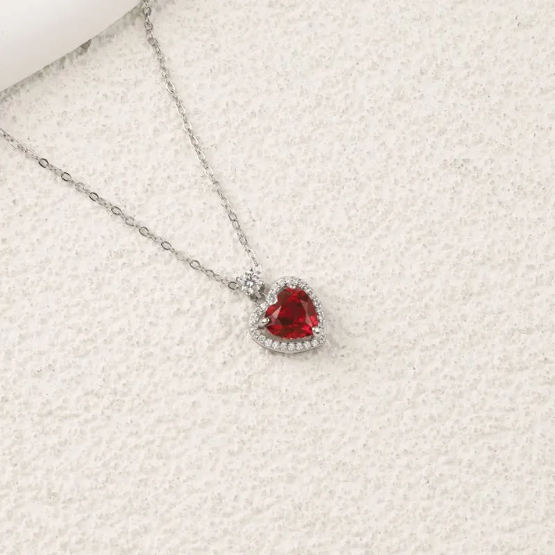 Halo Heart Gemstone Necklace