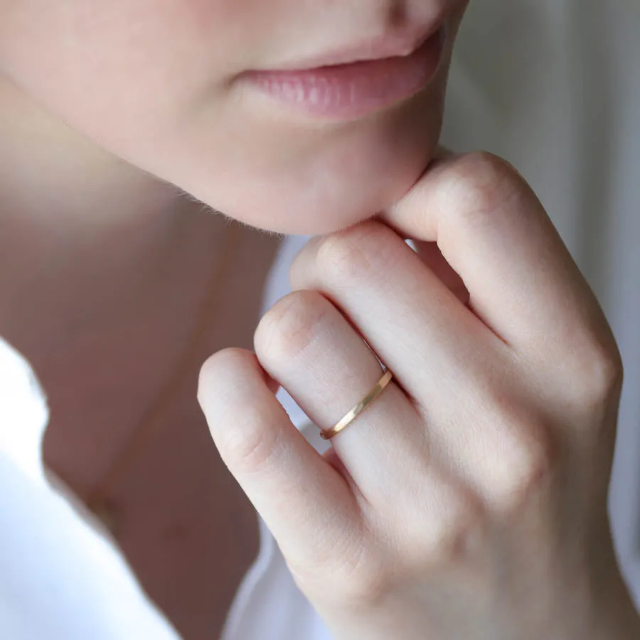 Hammer Textured Round Stacking Ring