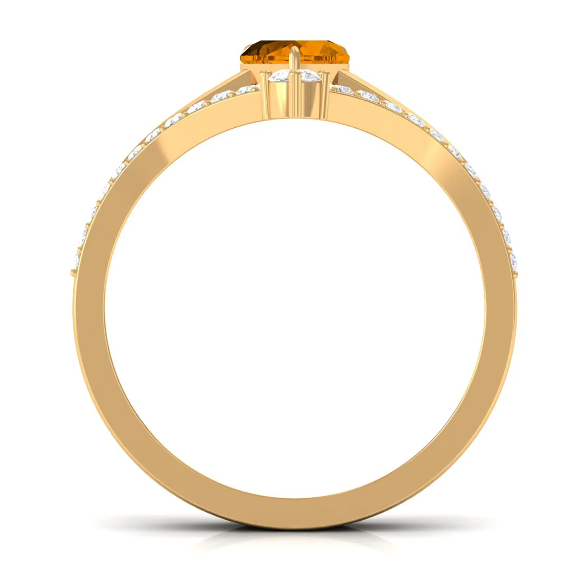 Heart Citrine Solitaire Ring Set with Diamond