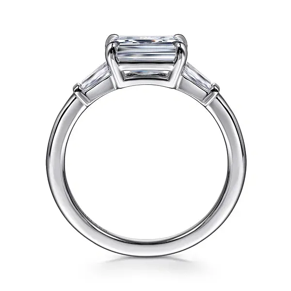Horizontal Emerald Cut Three Stone Diamond Engagement Ring Mounting