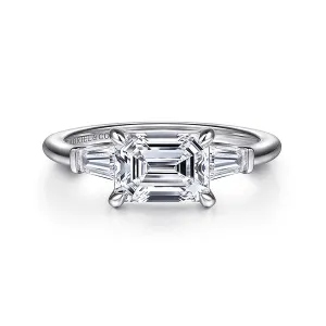 Horizontal Emerald Cut Three Stone Diamond Engagement Ring Mounting