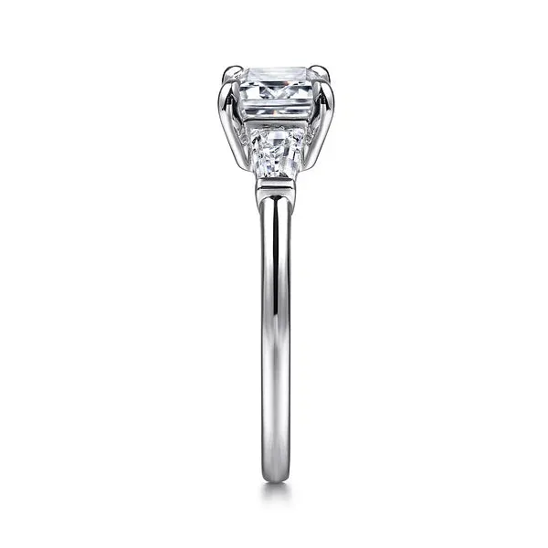 Horizontal Emerald Cut Three Stone Diamond Engagement Ring Mounting