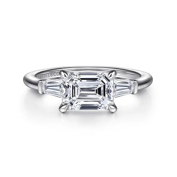 Horizontal Emerald Cut Three Stone Diamond Engagement Ring Mounting