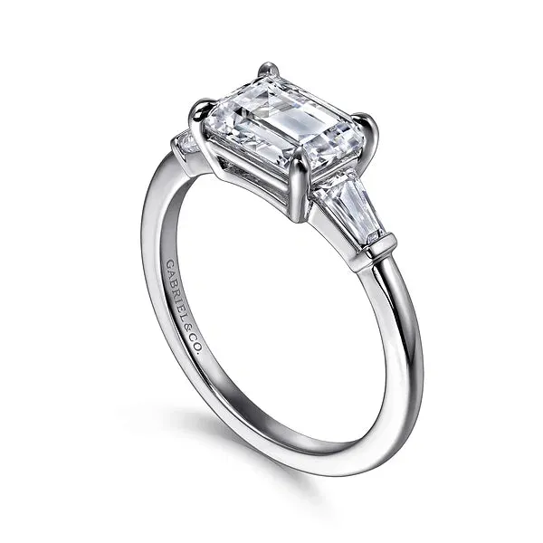 Horizontal Emerald Cut Three Stone Diamond Engagement Ring Mounting