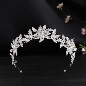 Icy Vintage Silver leaf Princess Tiara Set Princess Queen gift bridal real metal cosplay diadem