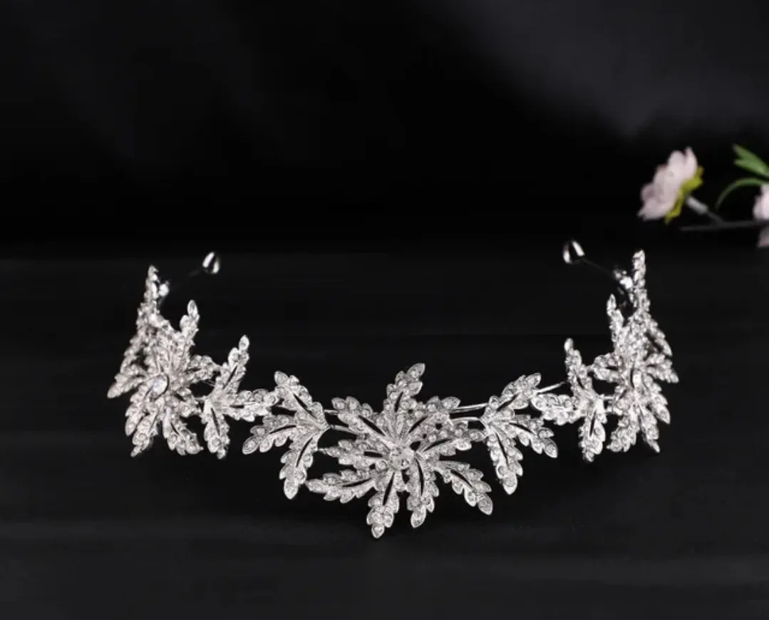 Icy Vintage Silver leaf Princess Tiara Set Princess Queen gift bridal real metal cosplay diadem