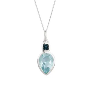 Iris Petal Drop Silver Pendant - natural stones