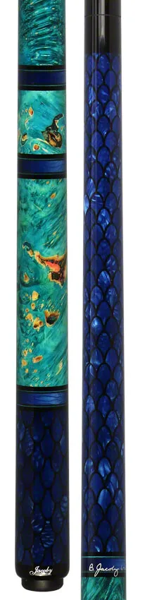 Jacoby Impregnated Snake Skin Custom Cue-BLUE2