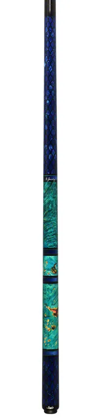 Jacoby Impregnated Snake Skin Custom Cue-BLUE2