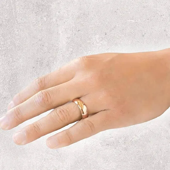 Jewelmore 4MM Men's Gold Wedding Band - Lightweight Wedding Ring for Men; 10K Gold Jewelry in Yellow, White, or Rose Gold; Plain Mens Wedding Band; Classic Gold Rings for Men