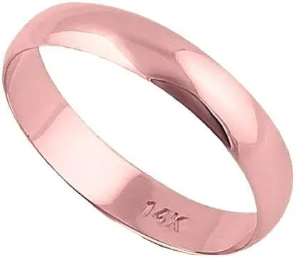 Jewelmore 4MM Men's Gold Wedding Band - Lightweight Wedding Ring for Men; 10K Gold Jewelry in Yellow, White, or Rose Gold; Plain Mens Wedding Band; Classic Gold Rings for Men