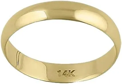 Jewelmore 4MM Men's Gold Wedding Band - Lightweight Wedding Ring for Men; 10K Gold Jewelry in Yellow, White, or Rose Gold; Plain Mens Wedding Band; Classic Gold Rings for Men