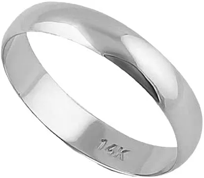 Jewelmore 4MM Men's Gold Wedding Band - Lightweight Wedding Ring for Men; 10K Gold Jewelry in Yellow, White, or Rose Gold; Plain Mens Wedding Band; Classic Gold Rings for Men