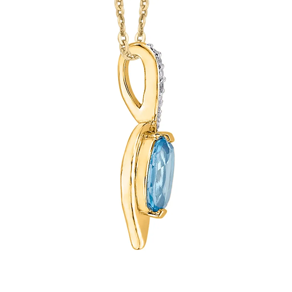 KATARINA Diamond and Oval Cut Topaz Pendant Necklace (1/5 cttw)
