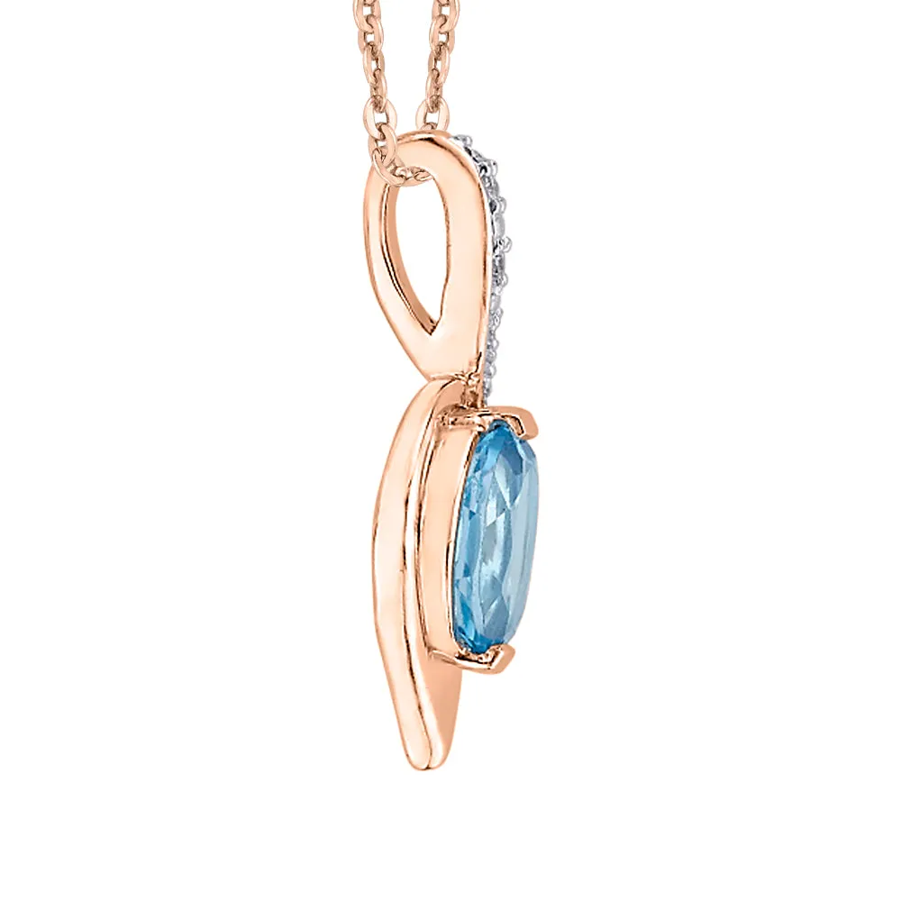 KATARINA Diamond and Oval Cut Topaz Pendant Necklace (1/5 cttw)