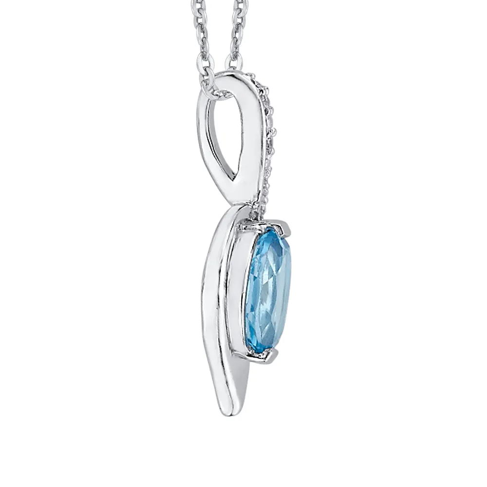 KATARINA Diamond and Oval Cut Topaz Pendant Necklace (1/5 cttw)