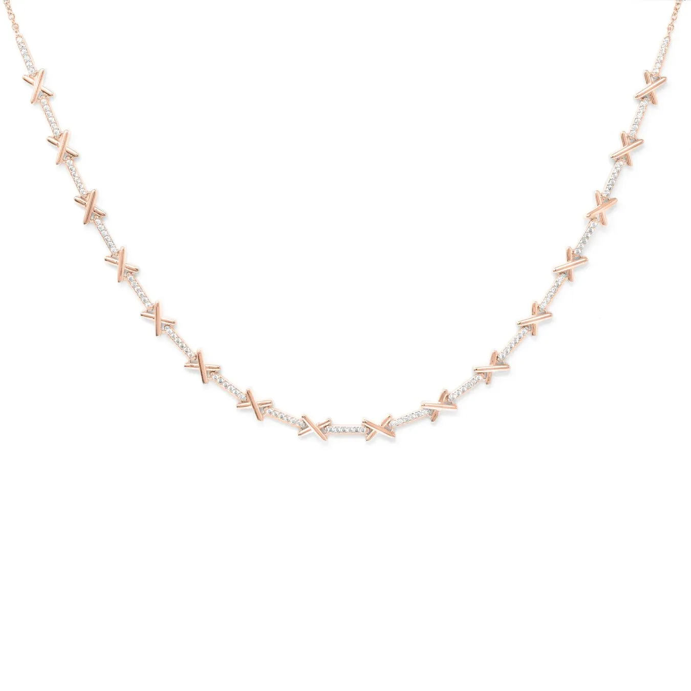 Kiss Tennis Necklace - Rose Gold