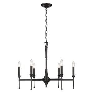 Landon 6 Lights 26 in. Chandelier Matte Black Finish