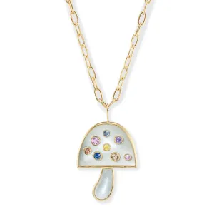 Large Magic Mushroom Pendant with Grey Moonstone and Pastel Sapphires
