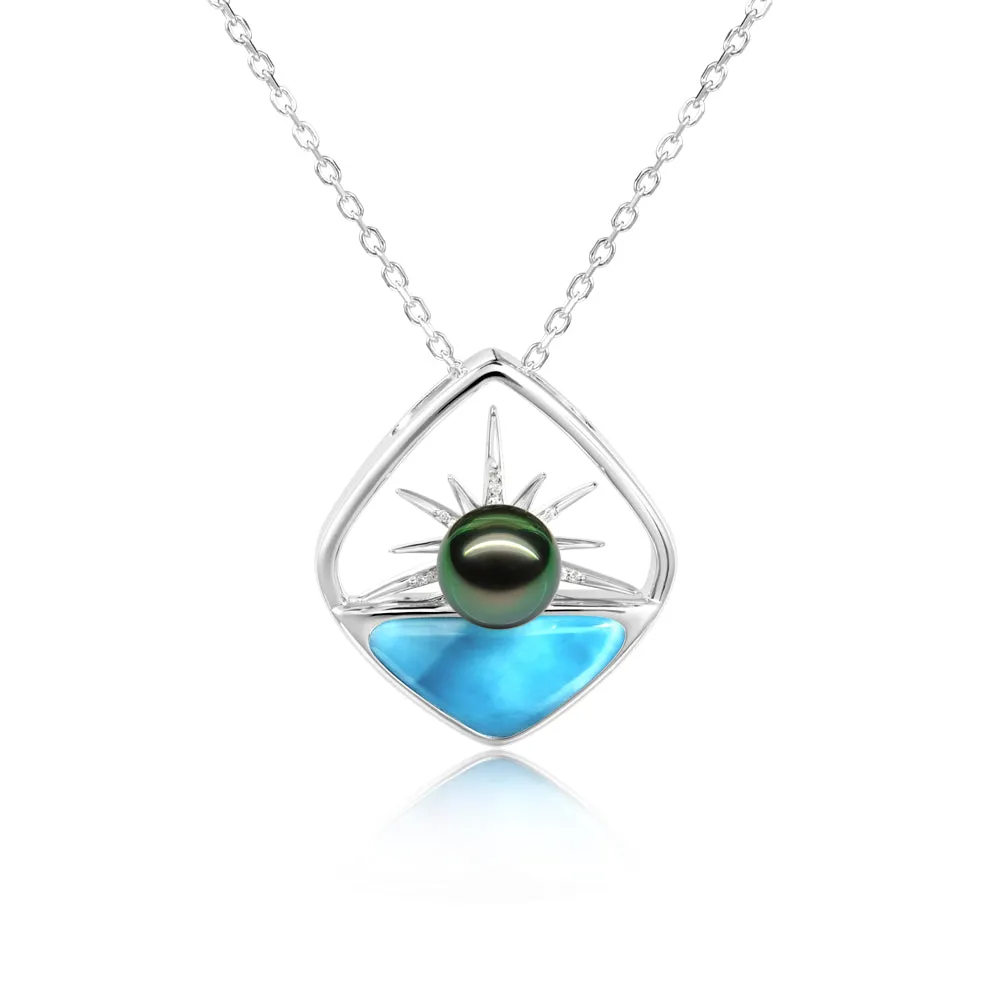 Larimar Breaking Dawn Pearl Pendant by Alamea