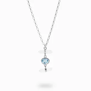 Laser Quartz and Blue Topaz Necklace