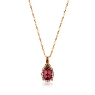Le Vian 14K Strawberry Gold Raspberry Rhodolite and Chocolate and Vanilla Diamond Necklace