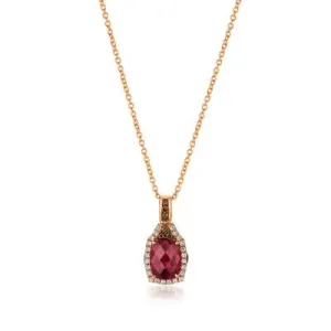 Le Vian 14K Strawberry Gold Raspberry Rhodolite and Chocolate and Vanilla Diamond Necklace