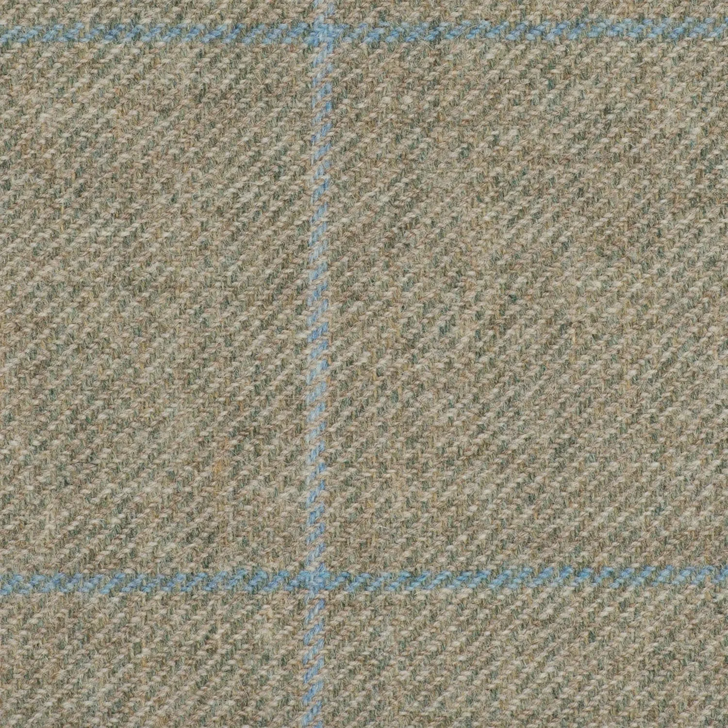 Light Green With Blue And Aqua Check Moonstone Tweed All Wool