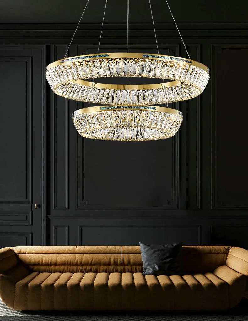 Light Luxury Creative Multi-layer Shell Crystal Art Chandelier for Living/Dining Room