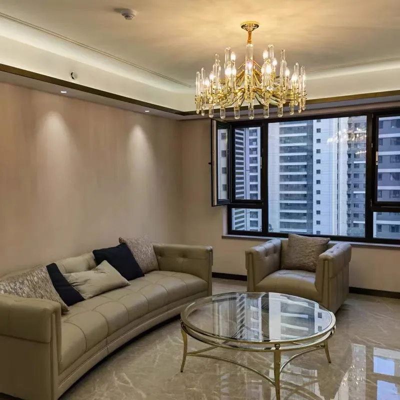 Light Luxury Multi-layers Round/ Rectangle Crystal Glacier Shards Chandelier for Living Room/Bedroom/Dining Room