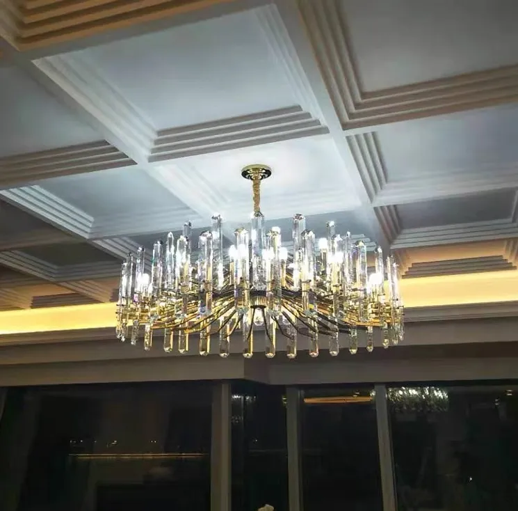 Light Luxury Multi-layers Round/ Rectangle Crystal Glacier Shards Chandelier for Living Room/Bedroom/Dining Room