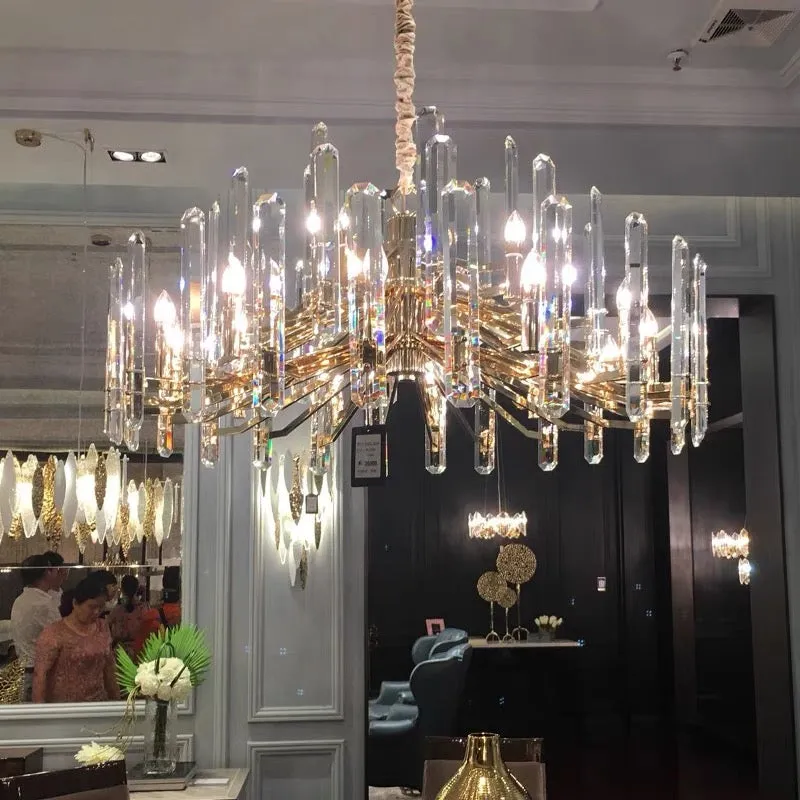 Light Luxury Multi-layers Round/ Rectangle Crystal Glacier Shards Chandelier for Living Room/Bedroom/Dining Room