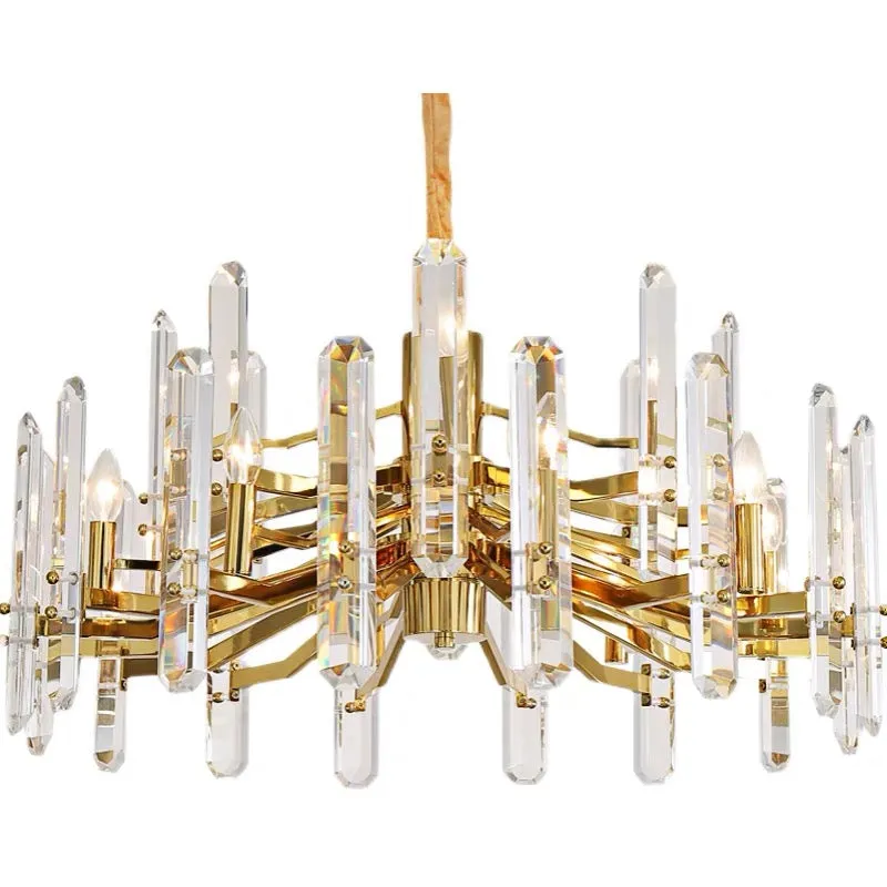Light Luxury Multi-layers Round/ Rectangle Crystal Glacier Shards Chandelier for Living Room/Bedroom/Dining Room
